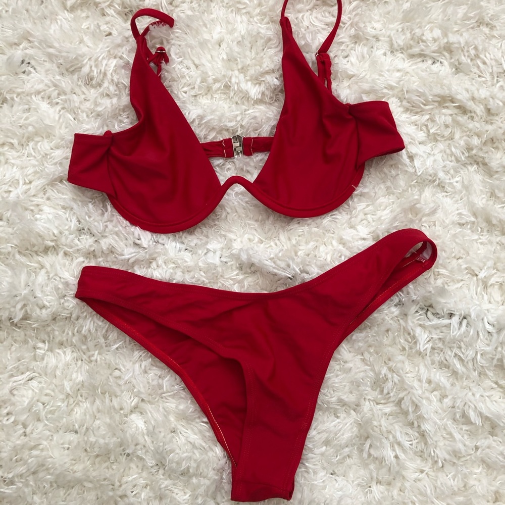 Red underwire bikini